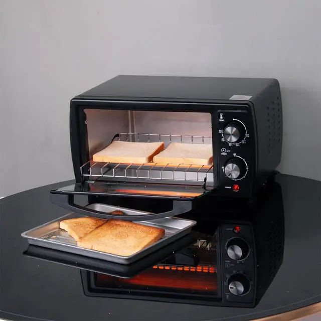 Alt view image 5 of 7 - Countertop 9.6L 4 Slices Small Toaster Oven Compact Size, Even Heating, For Toast, 8" PizzaBake and Broil in Apartment, Dorm, Suitable For 2-3 Persons