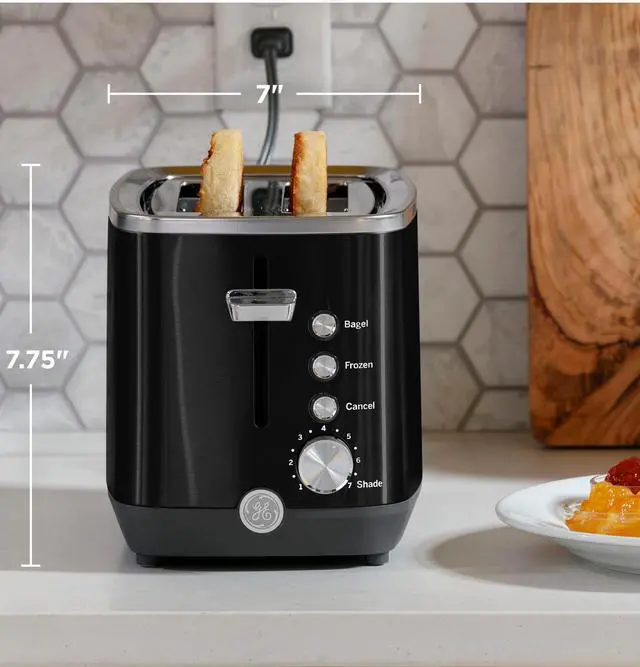 Alt view image 2 of 7 - 2 Slice Black Stainless Steel Toaster, Extra Wide Slots for Toasting Bagels, Breads, Waffles & More, 7 Adjustable Shade Settings, Removable Crumb Tray, Countertop Kitchen Essentials, 850 Watts