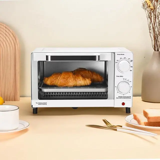 Main image of Mainstays 4 Slices Toaster Oven with 3 Settings, includes Baking Rack and Pan, Arctic White, New