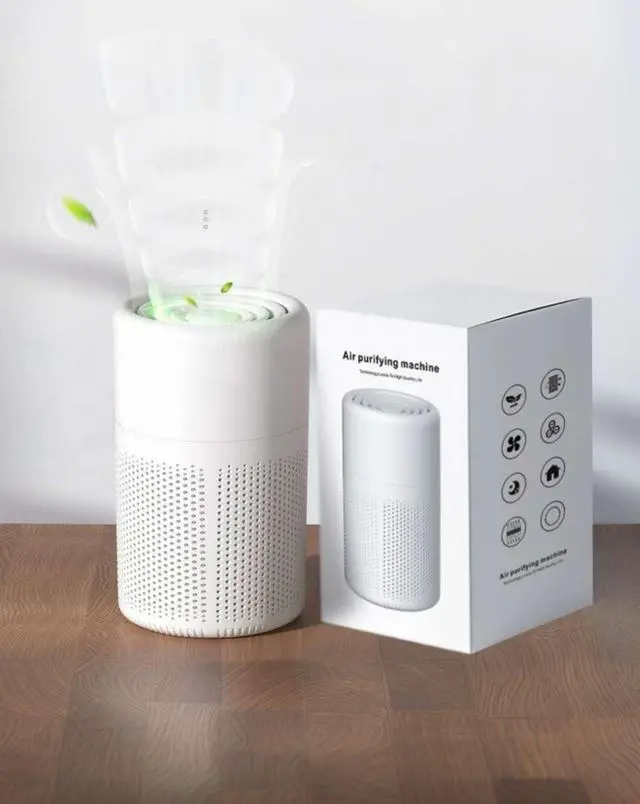 Main image of HEPA Air Purifier for Bedroom with Aromatherapy Sink, 3-in-1 Filter for Pet Hair, Dust, Smoke, Portable Desk Filter for Small Room Up to 215 Ft², 360° intake Air & USB Cable, White