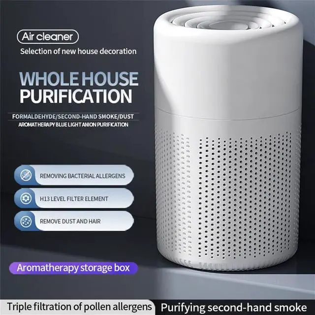 Alt view image 4 of 5 - HEPA Air Purifier for Bedroom with Aromatherapy Sink, 3-in-1 Filter for Pet Hair, Dust, Smoke, Portable Desk Filter for Small Room Up to 215 Ft², 360° intake Air & USB Cable, White
