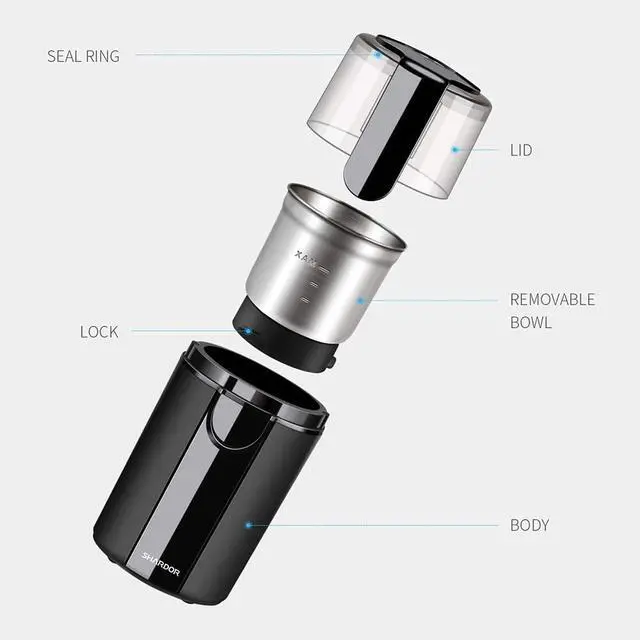 Alt view image 4 of 7 - Coffee Grinder Electric, Coffee Bean Electric, Herb, Nut Grain Grinder with 1 Removable Stainless Steel Bowl, Black