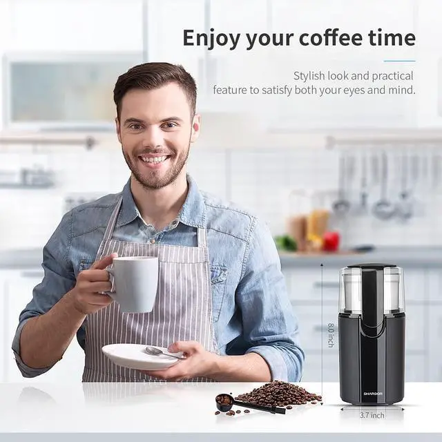Alt view image 7 of 7 - Coffee Grinder Electric, Coffee Bean Electric, Herb, Nut Grain Grinder with 1 Removable Stainless Steel Bowl, Black