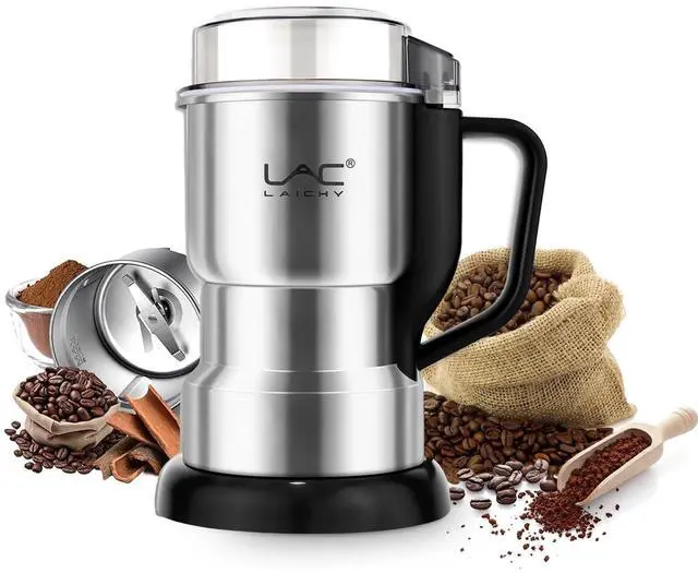 Main image of Electric Coffee Grinder & Spice Grinder, 150W Fast Grinding with Stainless Steel Blades | for Coffee Beans, Spices, Seeds, Herbs | Dry Food Mill | Mini Kitchen Grinder (With handle)