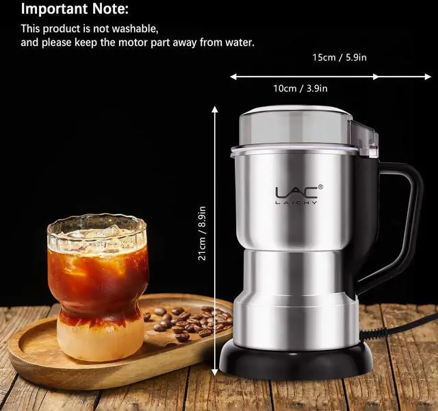 Alt view image 3 of 6 - Electric Coffee Grinder & Spice Grinder, 150W Fast Grinding with Stainless Steel Blades | for Coffee Beans, Spices, Seeds, Herbs | Dry Food Mill | Mini Kitchen Grinder (With handle)
