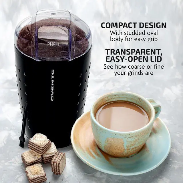 Alt view image 4 of 7 - Electric Coffee Grinder, Coffee Mill and Spice Grinder with 2.5oz Capacity, 150W Motor, One Touch Push-Button & Stainless Steel Blades for Uniform Grinding of Beans, Herb or Nuts, Black CG225B