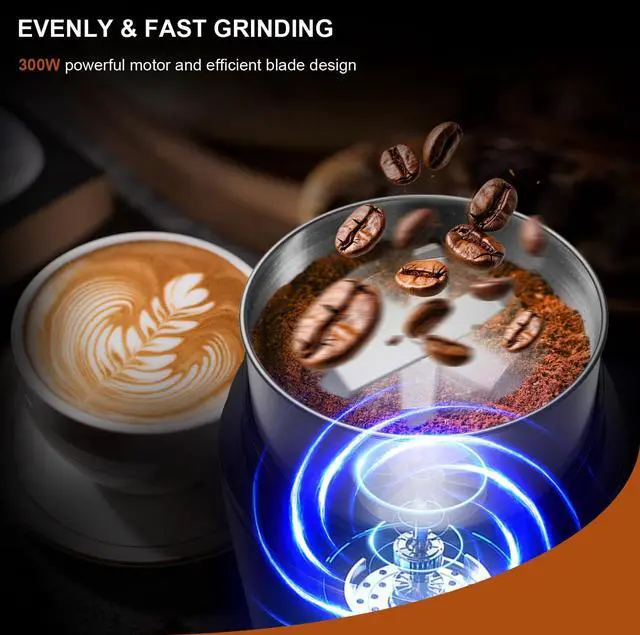 Alt view image 3 of 7 - Spice Grinder Electric, Electric Coffee Bean Grinder for Kitchen, Stainless Steel Removable Chamber, Up to 12 Cups, Easy for Coffee Beans,Spices,Herb,flaxseed and Nuts, Silver