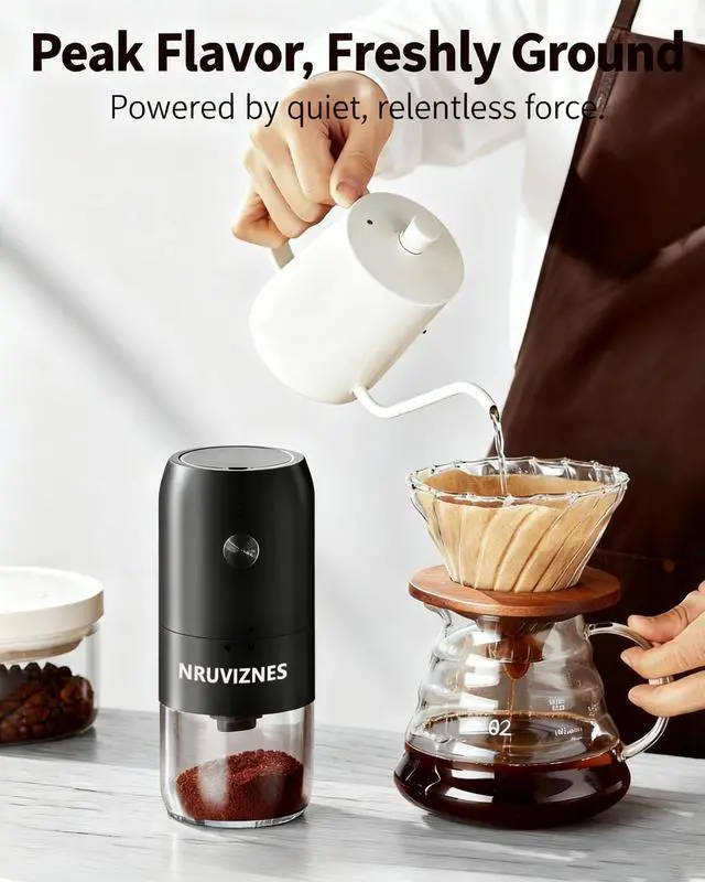 Alt view image 2 of 7 - Electric Coffee Grinder, One Touch Coffee Bean Grinder with 12-Cup Capacity, 25W Low Noise Pure Copper Motor, Adjustable Settings, Quiet Operation, Easy Clean