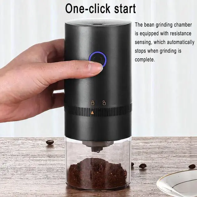 Alt view image 6 of 6 - Portable Electric Burr Coffee Grinder, 1500mAh USB Rechargeable with Ceramic Burr & 10 Filters, for Espresso, French Press, Travel & Home Use