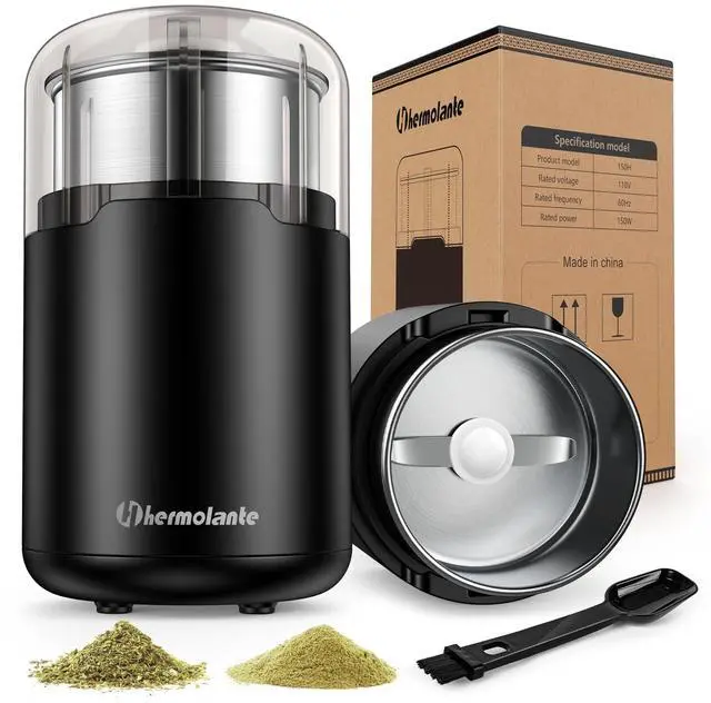 Main image of Herb Grinder, Spice Grinder, Coffee grinder, 150 w Electric Herb Grinder with Stainless Steel Blade and Cleaning Brush, Compact Size Electric Grinder for Herb Spices Coffee Nuts Seeds,etc.