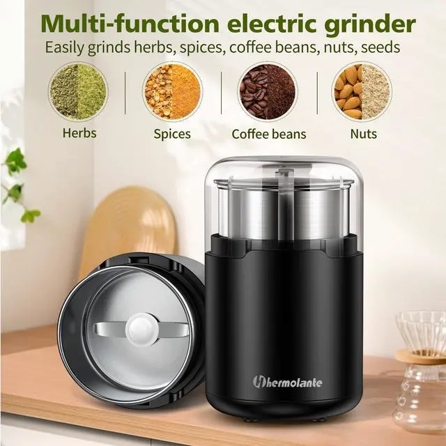 Alt view image 3 of 6 - Herb Grinder, Spice Grinder, Coffee grinder, 150 w Electric Herb Grinder with Stainless Steel Blade and Cleaning Brush, Compact Size Electric Grinder for Herb Spices Coffee Nuts Seeds,etc.