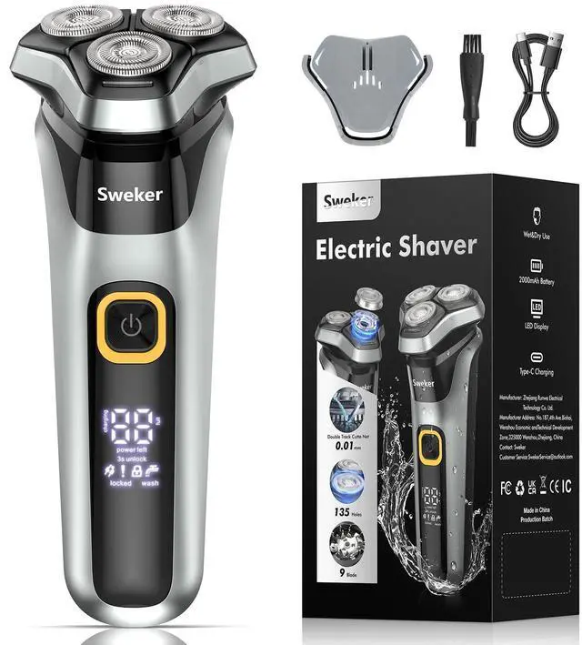Main image of Electric Razor for Men, Rechargeable Electric Shaver with Pop-up Trimmer for Sideburns Trimmer, Wet Dry Cordless Electric Shaver, Travel Lock, IPX6 Waterproof