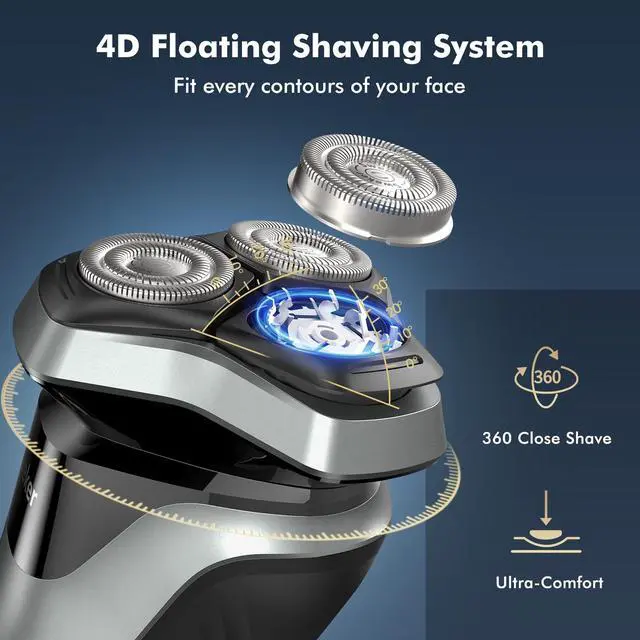 Alt view image 3 of 7 - Electric Razor for Men, Rechargeable Electric Shaver with Pop-up Trimmer for Sideburns Trimmer, Wet Dry Cordless Electric Shaver, Travel Lock, IPX6 Waterproof