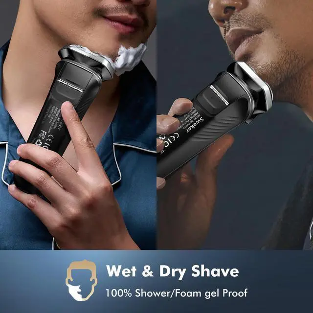 Alt view image 5 of 7 - Electric Razor for Men, Rechargeable Electric Shaver with Pop-up Trimmer for Sideburns Trimmer, Wet Dry Cordless Electric Shaver, Travel Lock, IPX6 Waterproof
