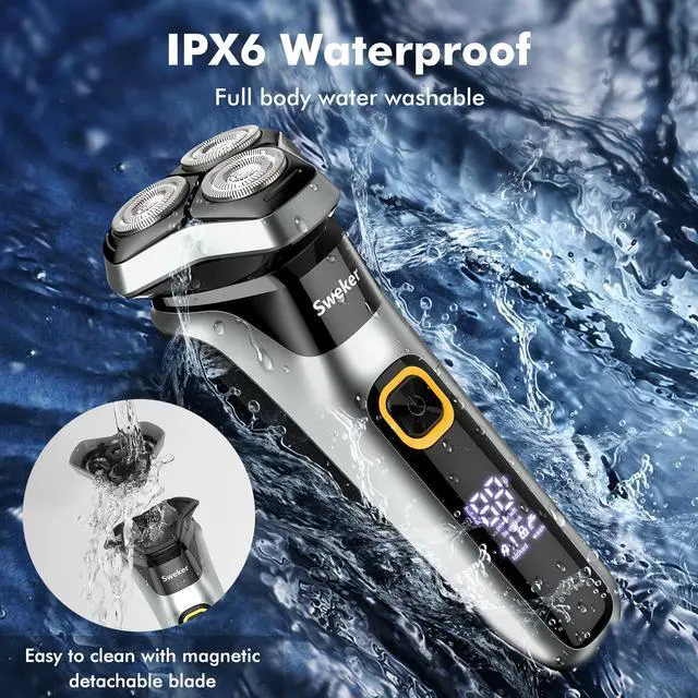 Alt view image 6 of 7 - Electric Razor for Men, Rechargeable Electric Shaver with Pop-up Trimmer for Sideburns Trimmer, Wet Dry Cordless Electric Shaver, Travel Lock, IPX6 Waterproof