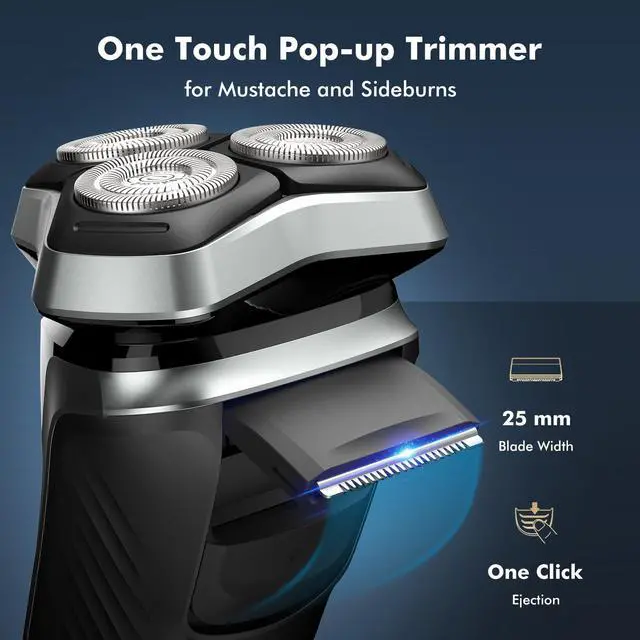 Alt view image 7 of 7 - Electric Razor for Men, Rechargeable Electric Shaver with Pop-up Trimmer for Sideburns Trimmer, Wet Dry Cordless Electric Shaver, Travel Lock, IPX6 Waterproof