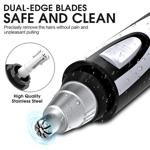 Alt view image 3 of 6 - Ear and Nose Hair Trimmer Clipper - 2025 Professional Painless Eyebrow & Facial Hair Trimmer for Men Women, Battery-Operated Trimmer with IPX7 Waterproof, Dual Edge Blades for Easy Cleansing Black