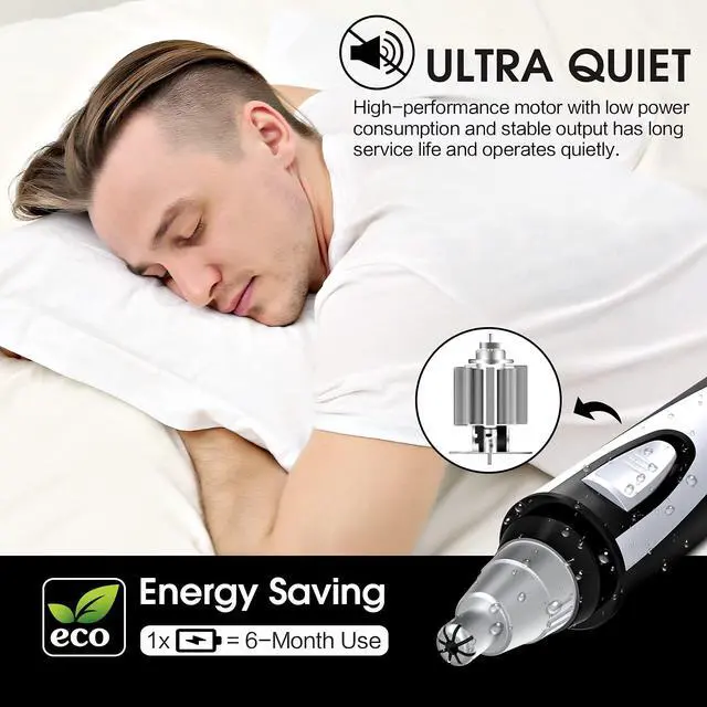 Alt view image 6 of 6 - Ear and Nose Hair Trimmer Clipper - 2025 Professional Painless Eyebrow & Facial Hair Trimmer for Men Women, Battery-Operated Trimmer with IPX7 Waterproof, Dual Edge Blades for Easy Cleansing Black