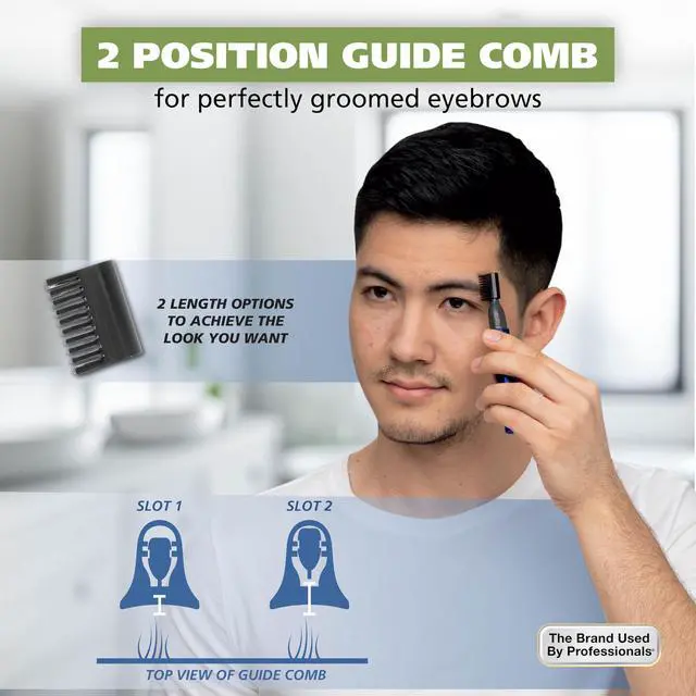 Alt view image 2 of 7 - Micro Groomsman Battery Personal Trimmer for Hygienic Grooming with Rinseable, Interchangeable Heads for Eyebrows, Neckline, Nose, Ears, & Other Detailing - 05640-600