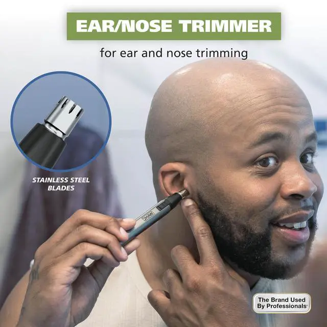 Alt view image 3 of 7 - Micro Groomsman Battery Personal Trimmer for Hygienic Grooming with Rinseable, Interchangeable Heads for Eyebrows, Neckline, Nose, Ears, & Other Detailing - 05640-600