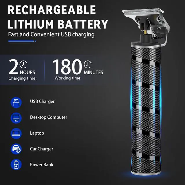 Alt view image 6 of 7 - Mens Beard Trimmer, Zero Gapped T Blade Liners, Cordless Hair Clippers, Electric Razor Shavers for Men, Grooming Kit for Hair Cutting, Gifts for Men(Black)