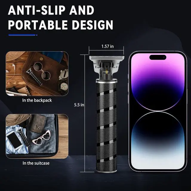 Alt view image 5 of 7 - Mens Beard Trimmer, Zero Gapped T Blade Liners, Cordless Hair Clippers, Electric Razor Shavers for Men, Grooming Kit for Hair Cutting, Gifts for Men(Black)