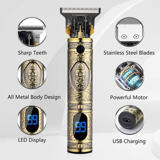 Alt view image 2 of 6 - Professional Mens Hair Clippers Zero Gapped Cordless Hair Trimmer Professional Haircut & Grooming Kit for Men Rechargeable LED Display