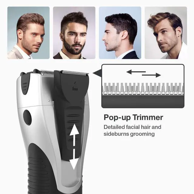 Alt view image 3 of 7 - Foil Shaver - Electric Razor, Wet/Dry IPX7 Waterproof, Pop-up Beard Trimmer, Cordless Rechargeable Mens Razor - YS5800 Silver & Black