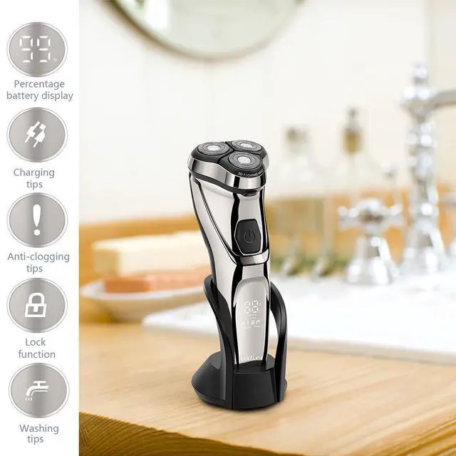 Alt view image 4 of 7 - Electric Razor for Men Shaver Mens for Shaving with Pop-up Trimmer Electric Rotary Shavers for Men Wet & Dry Cordless Waterproof USB Rechargeable