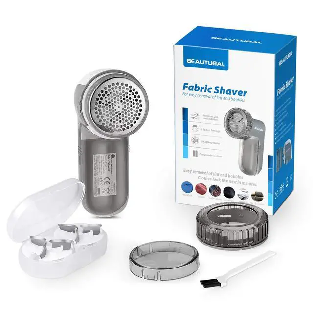 Alt view image 7 of 7 - Fabric Shaver and Lint Remover, Sweater Defuzzer with 2-Speeds, 2 Replaceable Stainless Steel Blades, Battery Operated, Remove Clothes Fuzz, Lint Balls, Pills, Bobbles Gray