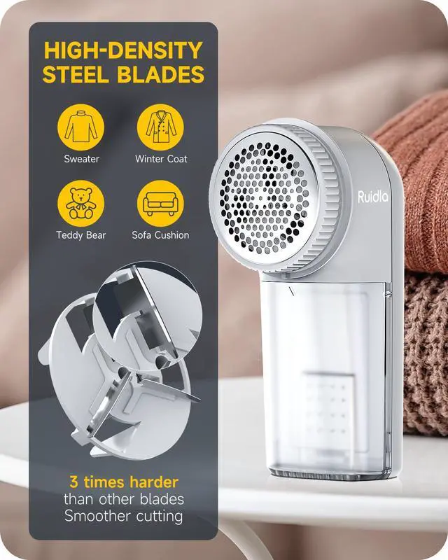 Alt view image 5 of 7 - Fabric Shaver Lint Remover, Sweater Shaver to Remove Pilling, Lint Shaver with 2-Speed Power Adjustment, Fuzz Shaver for Clothes Balls-Battery Operated