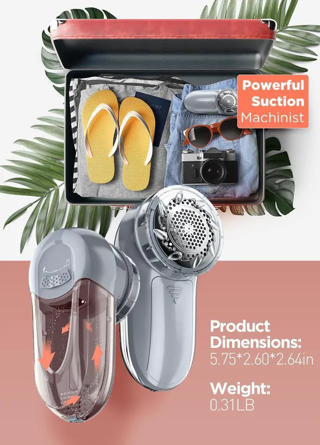 Alt view image 6 of 7 - Fabric Shaver Lint Shaver for Clothes, Dual Power Lint Remover with Battery or Corded Use, Portable Sweater Shaver for Clothing, Furniture & Travel