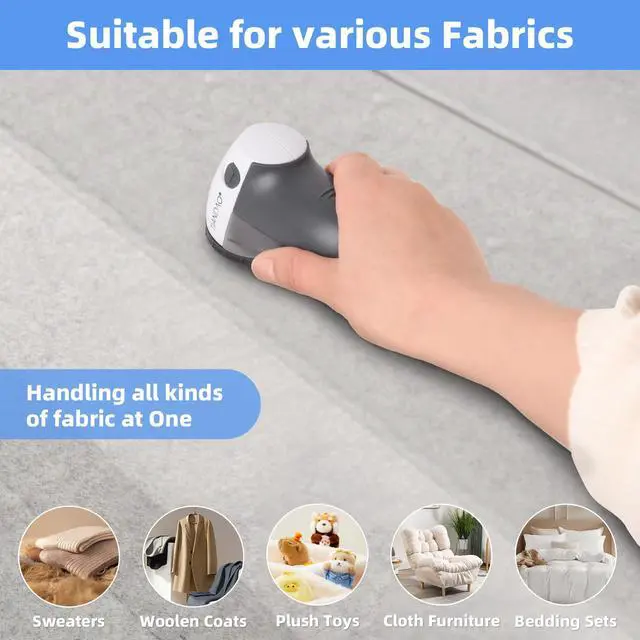 Alt view image 4 of 7 - Electric Fabric Shaver and Lint Remover, Portable Fuzz Remover for Clothes and Furniture, Battery Operated, Easy to Use and Clean, Suitable for Sweaters, Blankets.Grey