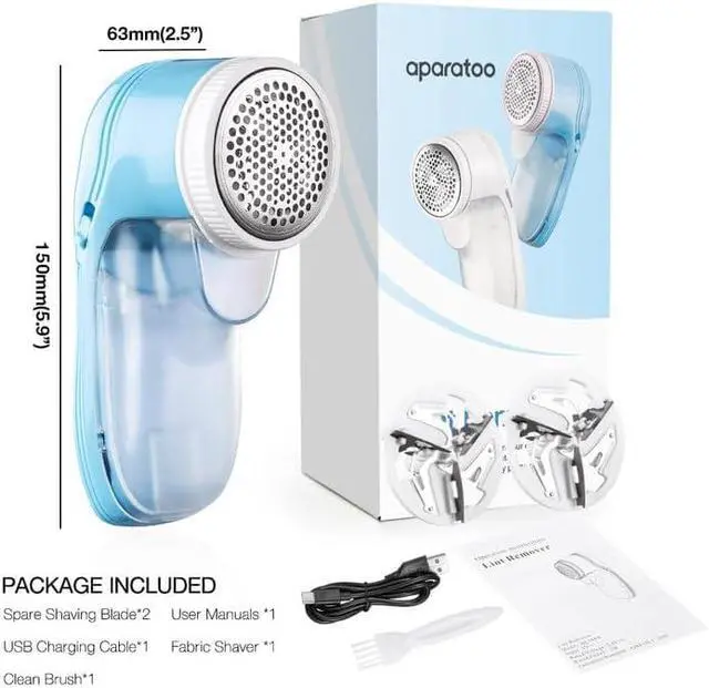 Alt view image 3 of 7 - Fabric Shaver, Lint Remover for Clothes, Electric Lint Remover with 3 Replaceable Blades, Removes Fabric Pills, Rechargeable Sweater Defuzzer Pill Remover, Depiller Effectively Remove Pills, Lint