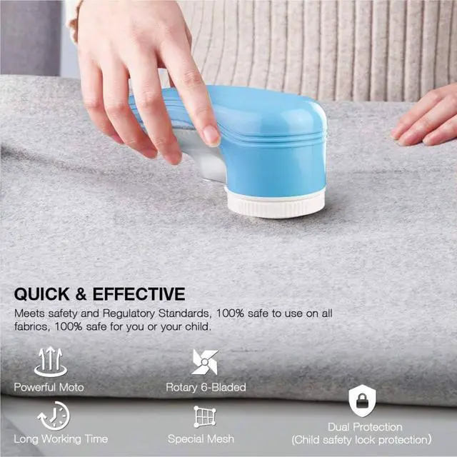 Alt view image 6 of 7 - Fabric Shaver, Lint Remover for Clothes, Electric Lint Remover with 3 Replaceable Blades, Removes Fabric Pills, Rechargeable Sweater Defuzzer Pill Remover, Depiller Effectively Remove Pills, Lint