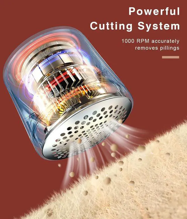 Alt view image 2 of 7 - Fabric Shaver Lint Remover, Sweater Shaver with Replaceable Stainless Steel 6-Leaf Blades, Fabric Defuzzer for Clothes Fuzz, Lint Balls - Battery Operated