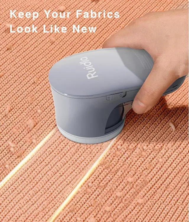 Alt view image 4 of 7 - Fabric Shaver Lint Remover, Sweater Shaver with Replaceable Stainless Steel 6-Leaf Blades, Fabric Defuzzer for Clothes Fuzz, Lint Balls - Battery Operated