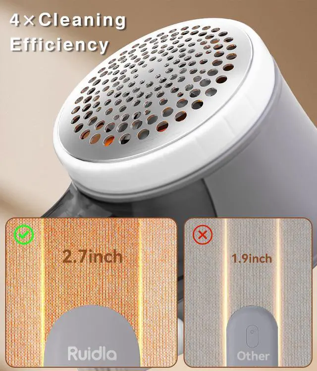 Alt view image 6 of 7 - Fabric Shaver Lint Remover, Sweater Shaver with Replaceable Stainless Steel 6-Leaf Blades, Fabric Defuzzer for Clothes Fuzz, Lint Balls - Battery Operated