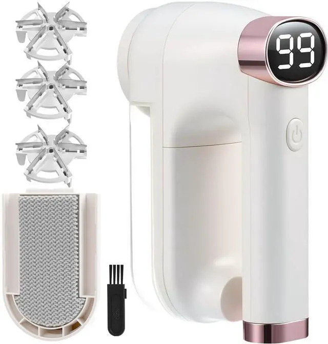 Main image of Fabric Shaver, Lint Shaver with Lint Brush, 3-Speed Sweater Shaver to Remove Pilling for Clothing, 6 Leaf Blade, LED Display, Electric Lint Remover for Furniture, Blanket, Couch (Beige)