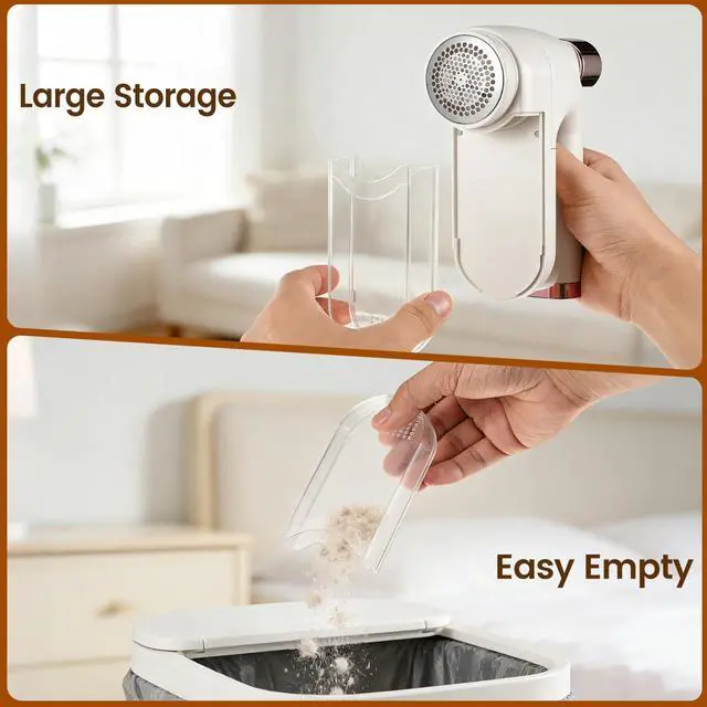 Alt view image 7 of 7 - Fabric Shaver, Lint Shaver with Lint Brush, 3-Speed Sweater Shaver to Remove Pilling for Clothing, 6 Leaf Blade, LED Display, Electric Lint Remover for Furniture, Blanket, Couch (Beige)