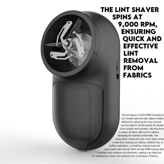 Alt view image 2 of 6 - Rechargeable Fabric Shaver, Battery-Operated Lint Remover & Sweater Defuzzer for Clothes and Furniture Eliminates Pills, Fuzz, and Lints (Black)