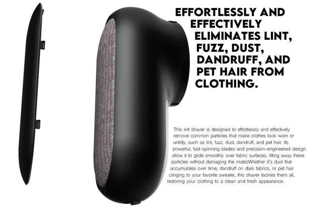 Alt view image 6 of 6 - Rechargeable Fabric Shaver, Battery-Operated Lint Remover & Sweater Defuzzer for Clothes and Furniture Eliminates Pills, Fuzz, and Lints (Black)