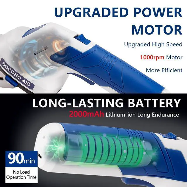 Alt view image 4 of 7 - Cordless Grass Shear, 2 in 1 Hedge Trimmer, Electric Handheld Grass Cutter 7.2V Rechargeable Bush Trimmer Lightweight Shrubbery Hedge Shears with Type-C Cable and 2.0Ah Battery for Garden Yard Lawn