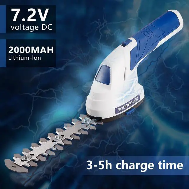 Alt view image 6 of 7 - Cordless Grass Shear, 2 in 1 Hedge Trimmer, Electric Handheld Grass Cutter 7.2V Rechargeable Bush Trimmer Lightweight Shrubbery Hedge Shears with Type-C Cable and 2.0Ah Battery for Garden Yard Lawn