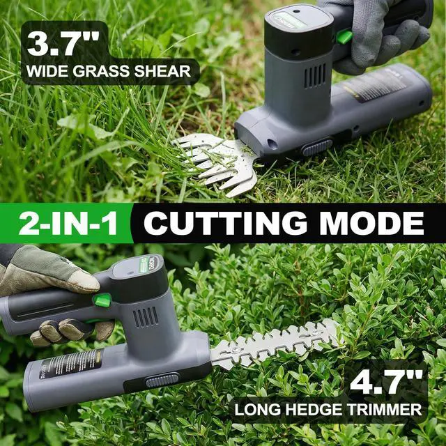 Alt view image 2 of 7 - 12V Mini Cordless Grass Shear & Hedge Trimmer, 2-in-1 Handheld Electric Shrub Trimmer/Bush Cutter, Battery and Charger Included (WHT12)
