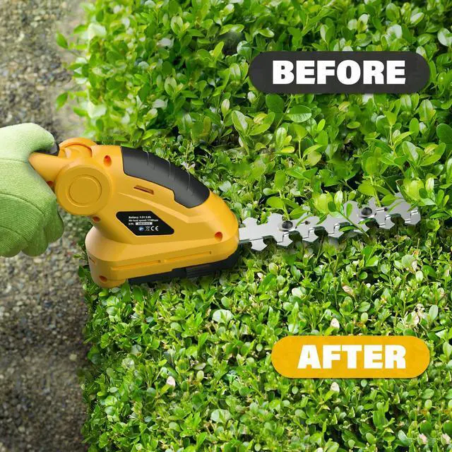 Alt view image 4 of 7 - 7.2V Cordless Hedge Trimmer & Grass Shears, 2 in 1 Electric Handheld Shrub Trimmer, Lightweight Rechargeable Bush Trimmers for Yard, Lawn, Garden