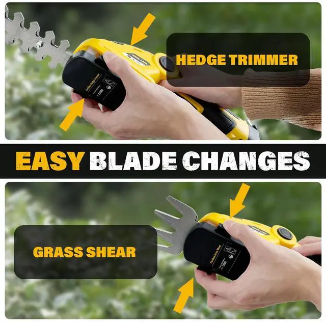 Alt view image 5 of 7 - 7.2V Cordless Hedge Trimmer & Grass Shears, 2 in 1 Electric Handheld Shrub Trimmer, Lightweight Rechargeable Bush Trimmers for Yard, Lawn, Garden