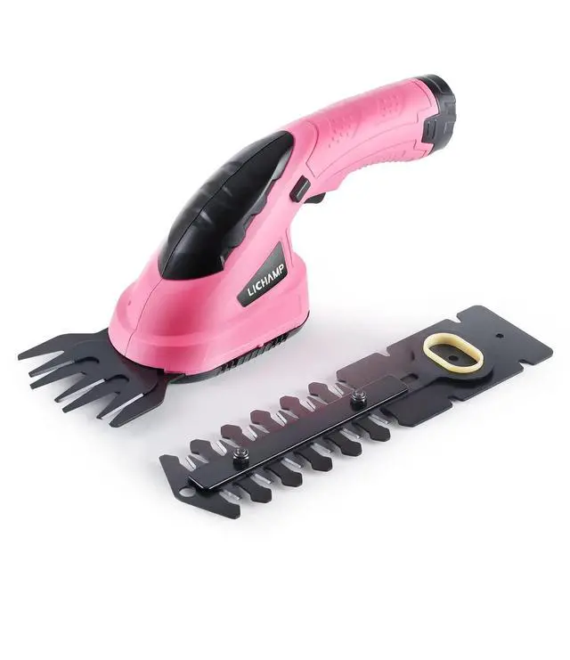 Main image of 2-in-1 Electric Hand Held Grass Shear Pink Hedge Trimmer Shrubbery Clipper Cordless Battery Powered Rechargeable for Garden and Lawn, CGS3601PK Pink