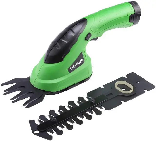 Main image of 2-in-1 Electric Hand Held Grass Shear Hedge Trimmer Shrubbery Clipper Cordless Battery Powered Rechargeable for Garden and Lawn, CGS-3601 Grass Green