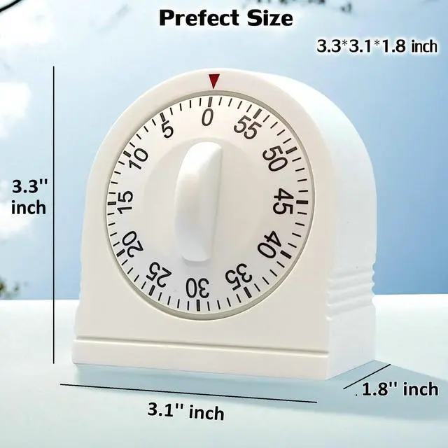 Alt view image 6 of 7 - 60 Minute Wind Up Timer, Visual Mechanical Timer with Loud Alarm, Manual Countdown Timers for Classroom, Home, Study and Cooking (White)